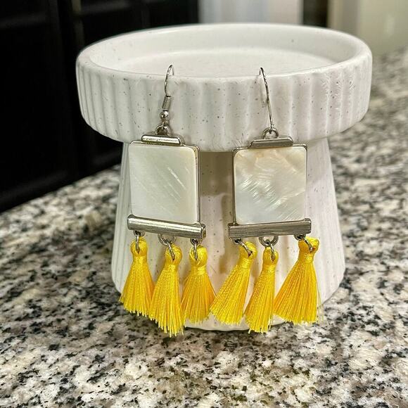 Urban Outfitters Jewelry - 🚫DO NOT BUY🚫 New Urban Outfiiters Marble Yellow Tassel Boho Earrings